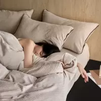 高端中性风A类母婴级柔软牛奶绒四件套咖灰色被套保暖秋冬绒床单