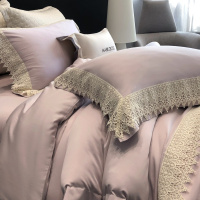 高级感云端柔感A类100支天丝棉四件套梦幻城堡蕾丝被套顺滑