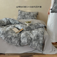 灰调色织提花四件套纯棉全棉新款秋冬加厚保暖轻奢床上三件套