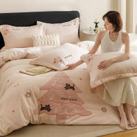 高端牛奶绒四件套秋冬季卡通少女加厚加绒保暖被套床单笠床上用品