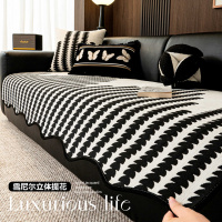 高级感劳伦斯皮沙发垫四季通用防滑防猫抓坐垫一片式直排沙发盖布