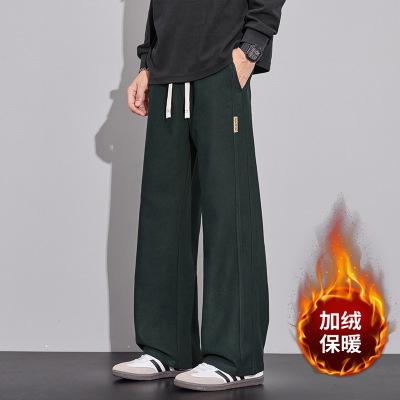 休闲长裤男秋秋冬季宽松男生伞兵工装裤美式重磅直筒运动卫裤加绒