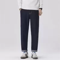 秋冬美式复古牛仔裤男士厚款宽松直筒潮牌高端哈伦休闲长裤男