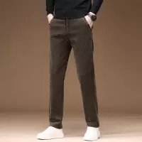 高端秋冬新款休闲裤男士直筒商务西裤厚款男裤显高松紧腰百搭裤子