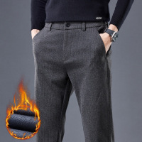 休闲裤男士小脚商务西裤秋冬新款加绒潮流百搭修身直筒长裤子