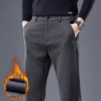 休闲裤男士小脚商务西裤秋冬新款加绒潮流百搭修身直筒长裤子