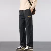 男士秋冬款加绒厚款新款休闲裤时尚阔腿莱塞尔长裤大裤脚裤子潮流