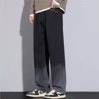 男士秋冬针织牛仔新款休闲裤时尚棉阔腿保暖长裤款式大裤脚裤