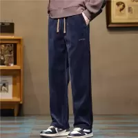 秋冬款新款宽松大码休闲裤男时尚百搭阔腿长裤中腰系绳男直筒裤子