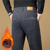加绒加厚秋冬加绒加厚休闲裤宽松保暖直筒裤男士抗皱垂感商务