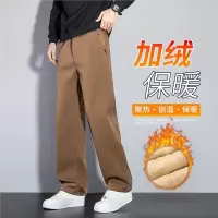 秋冬新款休闲裤男士加绒潮流宽松直筒裤子商务秋冬加厚保暖长裤
