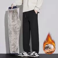 秋冬新款斜纹针织休闲裤垂感挺括显瘦潮流直筒裤加绒加厚品质男裤