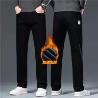 牛仔裤男士秋冬宽松直筒新款冬季潮牌弹力加绒休闲长裤子