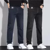 秋冬新款牛仔裤男刺绣高端修身弹力潮牌男士长裤子时尚百搭男裤子