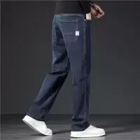 高端加绒加厚牛仔裤男士直筒宽松裤子新款秋冬款保暖休闲男裤