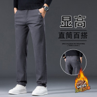 高端裤男士秋冬款宽松直筒新款加绒阔腿加绒中年休闲长裤子男