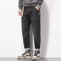 高端冬季加绒牛仔裤男保暖厚款弹力微垮宽松直筒休闲长裤男子