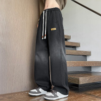 高端星空纹渐变牛仔裤男士秋冬美式高街宽松直筒休闲裤子潮牌