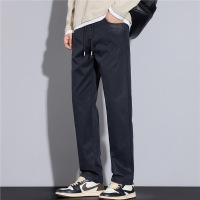男士休闲裤修身直筒松紧腰裤子长裤秋冬仿牛仔面料男装新
