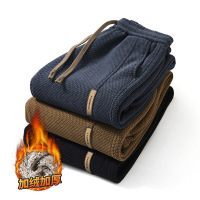 秋冬休闲裤子男士束脚裤男裤子宽松松紧百搭男士针织保暖加绒裤男