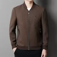 新款冬季外搭中年百搭休闲开衫夹克精品爸爸装棒球领夹克衫