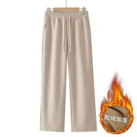 加绒保暖妈妈裤冬天中老年人洋气休闲简约长裤子女冬季加厚女裤50
