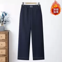 妈妈冬装加绒加厚休闲牛仔裤今年流行的中老年女装松紧腰保暖裤子