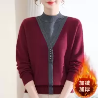 妈妈冬装加绒加厚红色毛衣新年装过年衣服中老年人女本命年打底衫