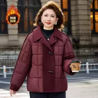 妈妈冬装羽绒棉服新款中老年女装秋冬棉衣围巾领棉袄外套洋气