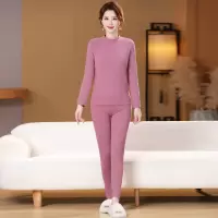 妈妈秋冬中领保暖内衣套装中老年女装加绒加厚长袖秋衣秋裤两件套