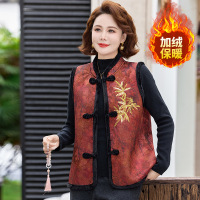 妈妈装国风马甲外套加绒保暖女装中老年古风马佳40-60岁加厚上衣