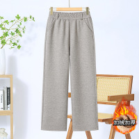 妈妈装裤子秋冬加肥加大码中老年女士加绒加厚直筒裤中年休闲裤