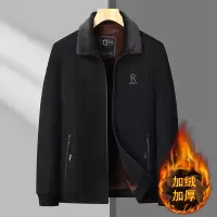 年冬装爸爸装加绒加厚雪尼尔外套保暖男士中年冬款加绒夹克