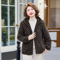 年女装冬装妈妈外套女加棉加厚保暖女士中老年休闲棉衣仿毛女