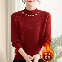 新款女装加绒保暖针织妈妈装上衣女洋气中老年人衣服大码40-60岁