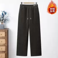 新款妈妈冬装松紧腰保暖直筒裤子中老年女装加绒加厚毛呢长裤