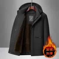 中老年保暖男装外套时尚加绒中年男士内胆可拆卸加厚保暖棉服冬装