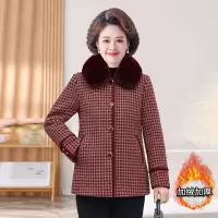 中老年妈妈秋冬装外套时尚仿水貂绒毛呢棉衣女士加绒加厚呢子上衣