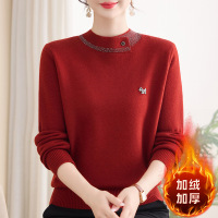加绒保暖妈妈装新款针织衫40-60岁保暖中老年女士休闲毛衣冬季女