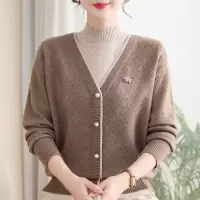 加绒女装中老年人针织衫女时尚气质婆婆装大码中年妈妈装假两件冬