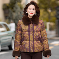 大毛领妈妈装洋气中老年人棉衣外套时尚简约棉服女中年装60岁50岁