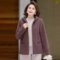 大毛领妈妈装洋气中老年人棉衣外套时尚简约棉服女中年装60岁50岁