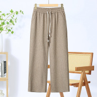 妈妈秋冬装洋气阔腿毛呢直筒裤中老年女冬季松紧腰休闲裤加绒长裤