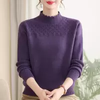 妈妈装冬装加绒中老年女装新款上衣中领冬季针织衫气质婆婆装女款