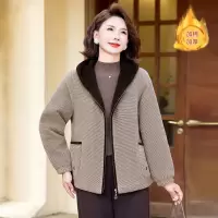 年冬装加棉外套中老年人洋气连帽休闲的大衣妈妈装棉衣棉服女