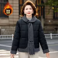 年女士休闲外套棉服女拼接款中老年女装棉衣短款知性款婆婆装