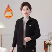 年女装新款保暖外套冬中年妈妈装洋气简约开衫加绒加厚女短款
