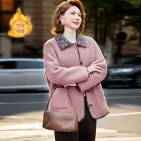 新款中老年人保暖妈妈装40-60岁拼接款衬衫领棉衣外套中年装冬装