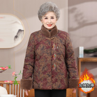 新款刺绣妈妈装老年人60-80岁洋气女装老人家加绒加厚保暖衣服冬