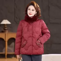 新款大毛领妈妈装棉衣外套40-60岁中老年女装刺绣款棉服加厚宽松
